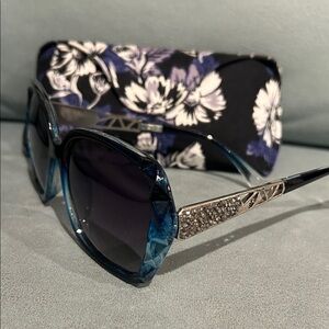 Blue and Silver Women's Sunglasses
